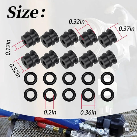 Side Seals Kit For Fusion Air Purge AP Spray Gun 246348 249990 Black Five Pack Durable Wear Resistant Seals and Rubber O Rings