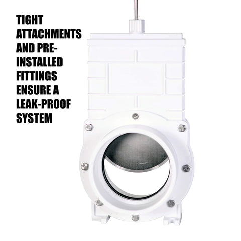 Valterra 4-inch white PVC gate valve with slip/hub fittings