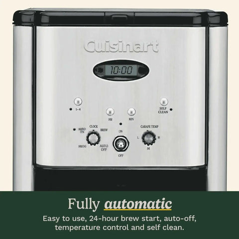 Front view of 12 Cup Brew Central Coffee Maker With Fully Auto Programmable Settings, 24 Hour Delay Brew, Auto Off, Adjustable Temperature Control.