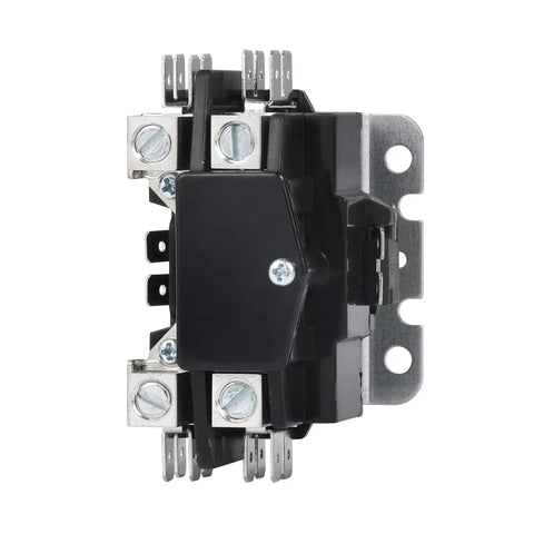 Side view of Beefed Up One Pole 40 Amp Contactor With 24V Coil For AC Condenser and Heat Pump Heavy Duty Replacement Universal Fit.