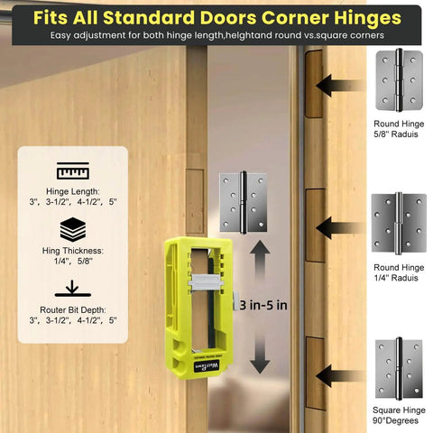 Door Hinge Jig and Mortiser Kit, Easy Install Router Template With Green Clamping Jig, Accurate Positioning for Standard Door Hinges
