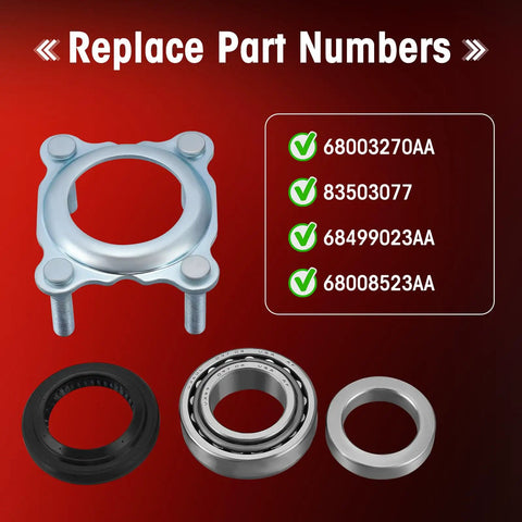Rear Axle Bearing And Seal Kit For Jeep Wrangler JK JKU 2007 To 2017 Includes Bearing Seal And Retainer Replacement For 68003270AA