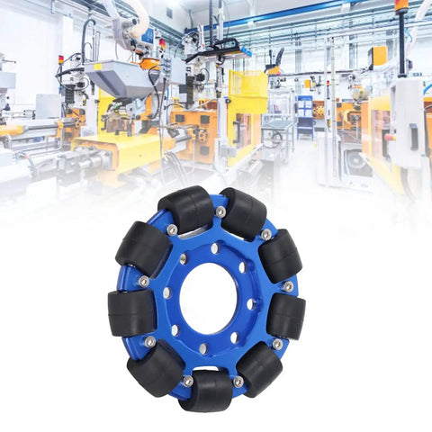 Omni Wheel 4-inch aluminum hub omnidirectional wheel for robotics DIY projects with silicone tread and high temp bake paint finish