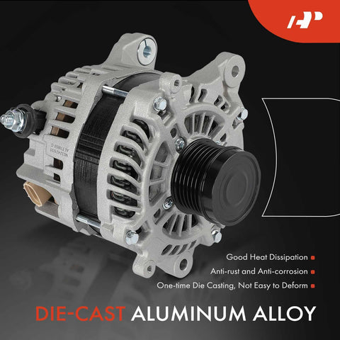 Front view of Drop In Alternator Replacement For Subaru Impreza 2015 2016 Crosstrek 2016 2017 XV Crosstrek 2015 And WRX 2015 2021 2.0L 12V 130A Six Groove Clutch Pulley Clockwise in die-cast aluminum alloy.