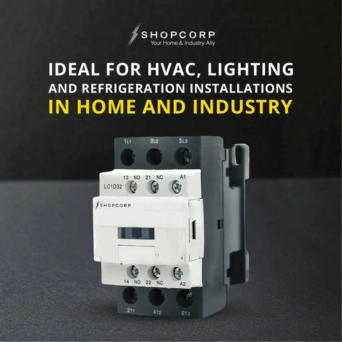 Beefy 3 Pole 30 Amp AC Contactor With 1NO 1NC Aux Contacts 220 240V Coil 660V IEC Rated mounted on table