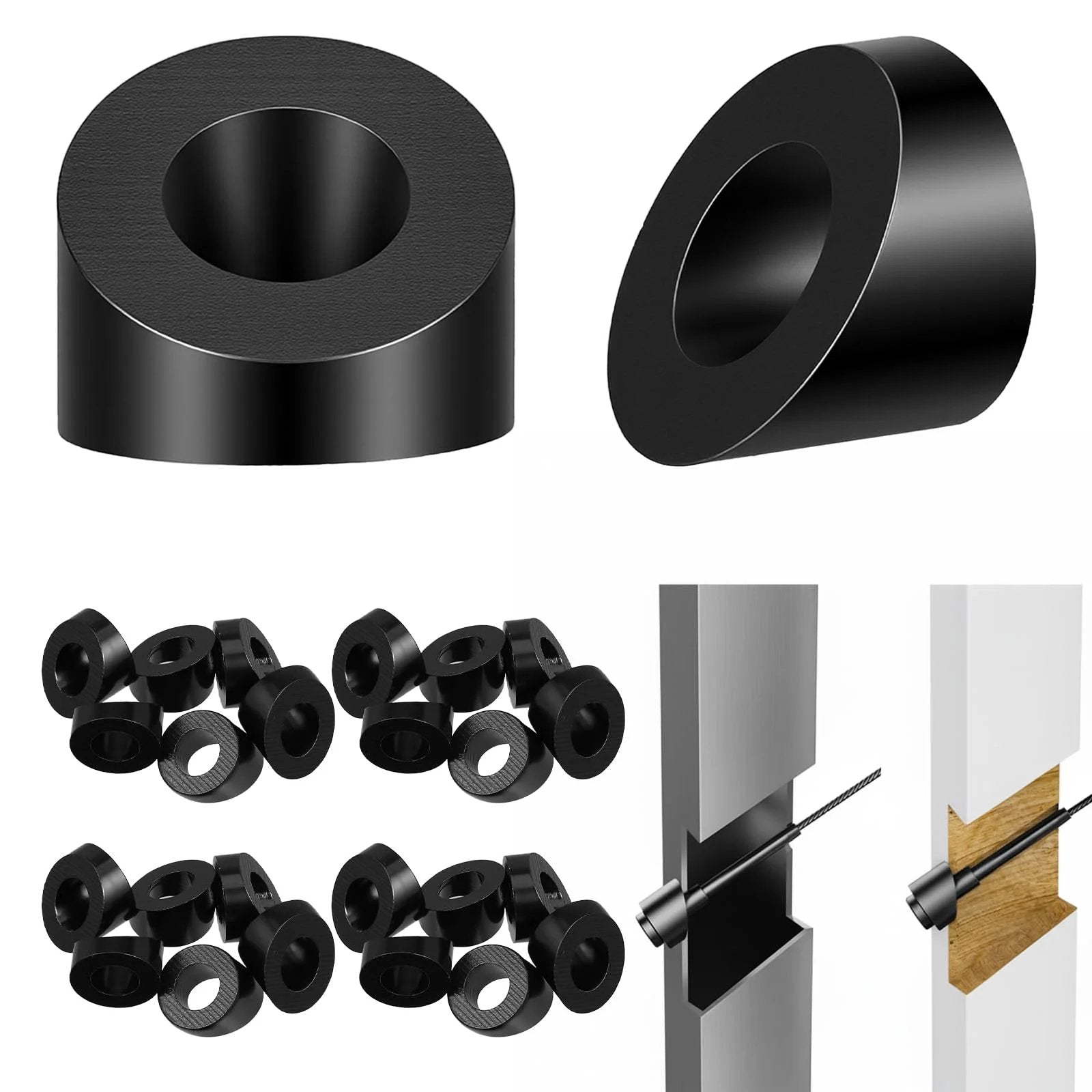 Cable Railing Washers black angle washers for cable railing – 20 Pack T316 🍁...