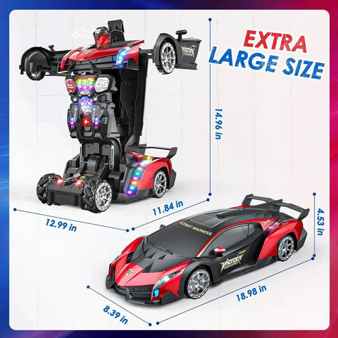 1:10 Scale Transforming RC Car And Robot With Gesture Control For Dope Epic Playtime, showing dimensions and transformation view