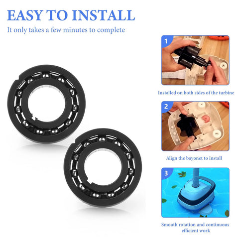 AXV055P turbine bearings, 2-pack, black plastic housings with ball bearings for Hayward pool vacuums