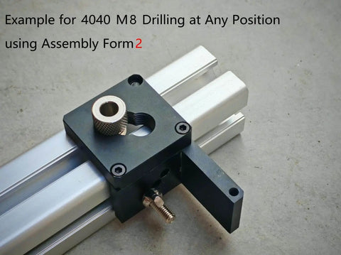 Aluminum Extrusion Drill Guide and Tap Jig 2 in 1 Access Hole for 20 30 40 Series European Standard Aluminum Profiles with drill bit.
