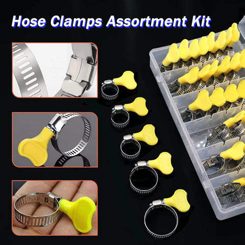 30 Piece Thumb Screw Hose Clamps Set Heavy Duty Stainless Steel, Versatile Key Type Clamp Kit For Automotive, Plumbing