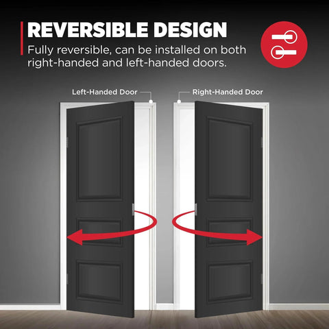 Image showing reversible design of Halifax Interior Square Passage Door Handle Lever for closet and hallway doors, nonlocking.