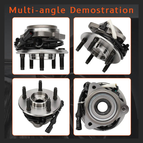 Multi-angle view of Front Wheel Hub And Bearing Assembly for 4WD Ford Explorer 1995 to 2001, Ford Ranger 2001 to 2009 With ABS Sensor Wire