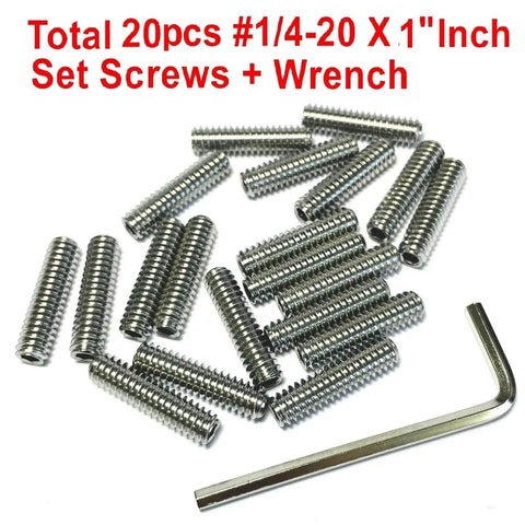 20-Piece 1/4-20 By 1 Inch Stainless Steel Hex Socket Set Screws With Allen Head Grub Style 304 Stainless Steel Includes Wrench