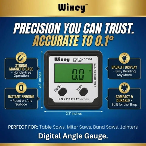 Digital Angle Gauge And Finder For Table Saw And Miter Saw With Magnetic Backlight Ultra Precise 0.1 Degree Resolution