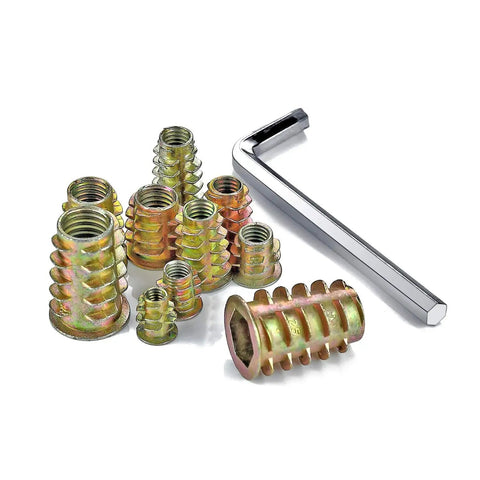 265 Piece Zinc Alloy Screw Nut Inserts Set For Wood Furniture 12 Sizes With Hex Socket Drive and hex key