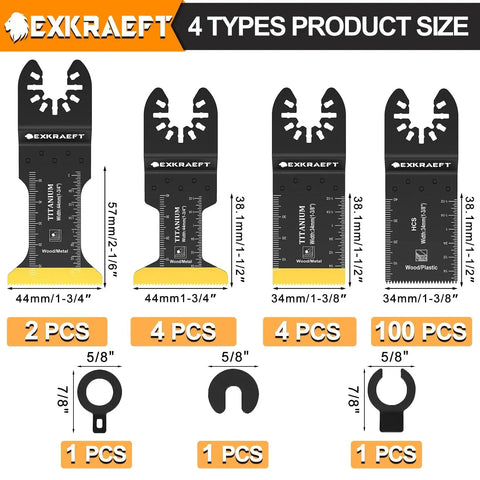 Titanium Oscillating Saw Blades Set For Metal Wood And Plastic 110 Piece Multitool Blades Kit