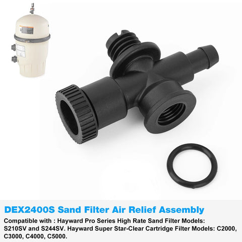 Black plastic RO6G DEX2400S sand filter air relief valve assembly with O-ring