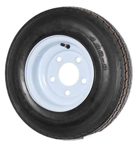 Two Pack Trailer Tire On Rim 480X8 4.80-8 Load Range C 5 Lug White Wheel For Utility Trailers With DOT Approval
