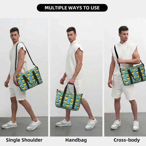 Lightweight Laptop Tote Bag With Cool Duck Sunglasses Print, Weekend Duffle For Travel And Work, versatile carry modes