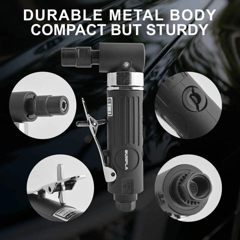 One Quarter Inch Angle Air Die Grinder With 90 Degree Head And 20000 RPM Beefy Heavy Duty Tool Kit including detailed features