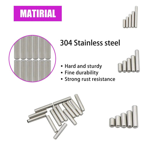 225 Piece Stainless Steel Dowel Pin Assortment Kit M2 M3 M4 304 Steel Parallel Pins 6 to 16mm Shelf Support & Alignment Pins Set