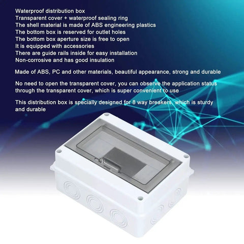 Outdoor 8 Way Circuit Breaker Enclosure With Transparent ABS Cover, IP65 Weatherproof Distribution Box in industrial setting