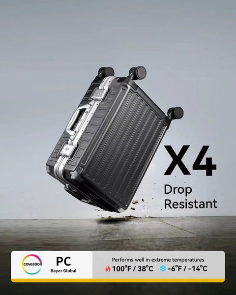 Carry On Luggage With Spinner Wheels 8010S Aluminum Frame Zipperless Polycarbonate Hard Shell Suitcase ZX Core Charcoal Metallic