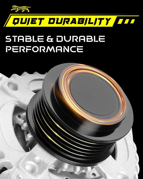 Close-up of 6-groove clutch pulley on Beefed Up Replacement Alternator For Honda Odyssey 2014 2015 2016 2017 Ex Ex Lx Touring Elite Se