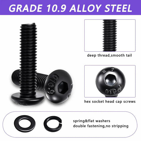 Grade 10.9 alloy steel screws and washers from the 1705-Piece Machine Screw Assortment Kit With Alloy Steel Bolts And Nuts M2 To M5