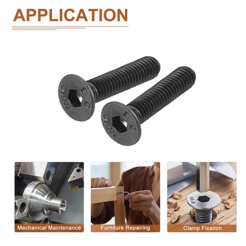 M3-0.5x16mm Flat Head Socket Cap Screws 50 Pack Hex Socket Countersunk Bolts Full Thread Carbon Steel Black Oxide