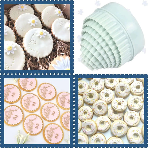 Two Sided Round Cookie Cutter Set For Biscuit Cutting And Fondant Cakes Mold Plastic Cutters With Smooth Edges And Easy Release