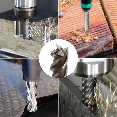 One Quarter Inch HSS Spiral End Mill For Wood Aluminum Steel Titanium Plastic Four Flute Milling Cutter Pack Of Four in use