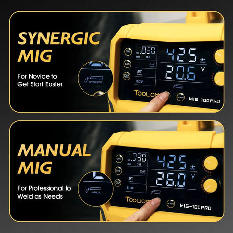 4 In 1 MIG Welder 180A Multiprocess Kit Gas MIG Flux MIG Stick Lift TIG With Torch 110V 220V Welding Machine control panel