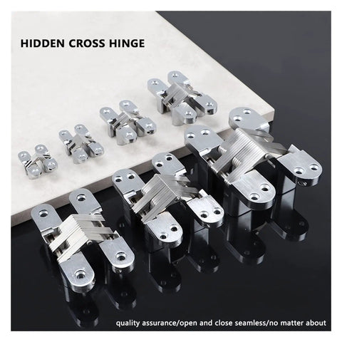 Invisible Door Hinge For Hidden Folding Doors And Wooden Doors 180 Degree Cross Mount Flat Dark Low Profile Concealed Hinge Hardware
