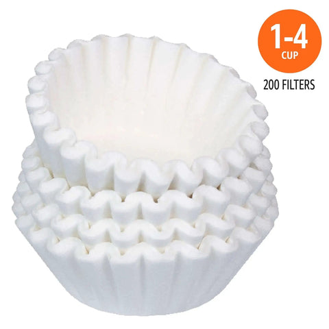 Basket Style Coffee Filters For 1-4 Cup Coffee Makers, White, 200 Count, Fits Most Machines, Compostable Design And ASTM D6868-11 Compliant.
