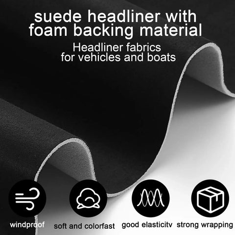 Suede Headliner Fabric 98x60 With Foam Backing For Car Roof DIY Kit Seam Roller, close-up of fabric roll with features