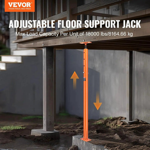 Heavy Duty Floor Jack Post Lift 53 To 93 Inch Adjustable Height 18000 Lbs installed under wooden structure