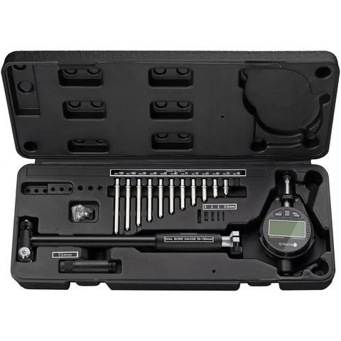 Pro Grade Digital Bore Gauge Set For 2 To 6 Inch Cylinders With Self Centering Dial Indicator Carbide Anvils Insulated Grips