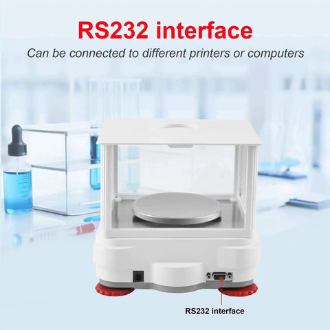 Analytical Balance 100g x 0.001g Precision Lab Scale With RS232 LCD Display Windshield External Calibration Level Bubble