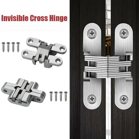 2 Pack 180 Degree Swing Door Hinges For Casement And Folding Tables, Invisible Concealed Cross Hinges For Furniture Hardware, 16x70mm