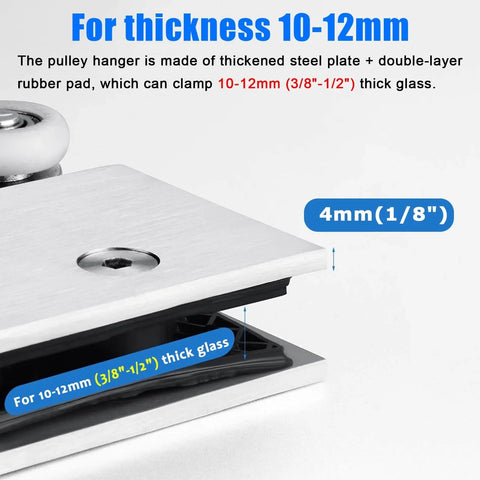 Aluminum Sliding Shower Door Track Kit With Rollers For Glass Doors 10-12 Mm Thick Durable Heavy-Duty Single Rail Replacement