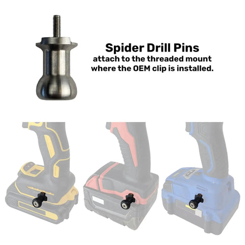 Drill Pin Holster Premium CNC Stainless Steel Side Mount Tool Holder in use on various drills
