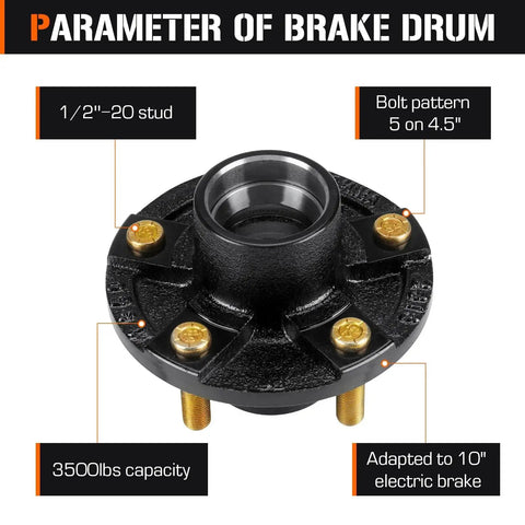 Trailer Hub Idler Kit With 2 Sets Of 5 On 4.5 Inch Bolt Circle For 3500 Lb Axles 1-1/16 To 1-3/8 Inch Tapered Spindle Includes Inner And Outer Cone Bearings Grease Seals Compatible With L68149 And L44649 AEagle