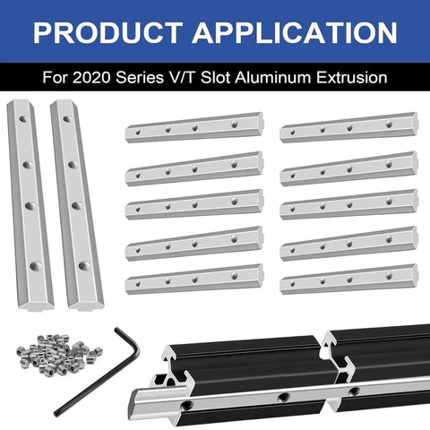 12 Pack 2020 Aluminum Extrusion Corner Brackets And Straight Connectors Kit With T Slot Screws For 8020 Aluminum Profile Frames