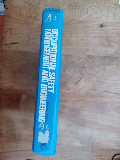 Blue book spine: Occupational Safety Management and Engineering, Fourth Edition, Hammer, Prentice Hall - side view