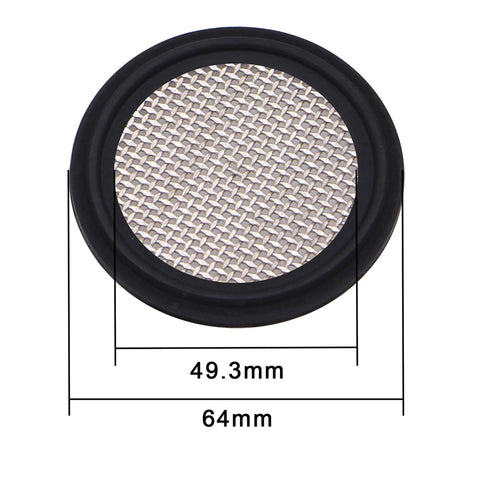 DERNORD 2-inch FKM sanitary gasket with stainless screen for Tri Clamp Clover, 20-mesh, 64mm OD