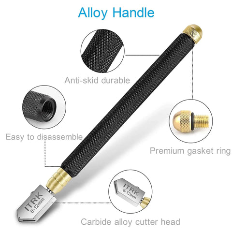 Glass Cutter 2mm to 20mm Pencil Style Oil Feed With Carbide Tip For Glass Mirrors Tiles Mosaic Upgraded Cutting Tool handle