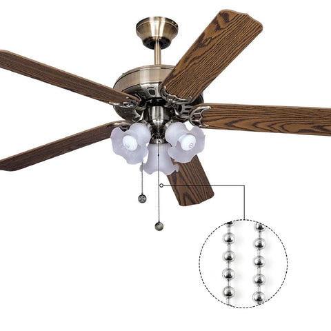 Ceiling fan with 120 Inch Beaded Ball Pull Chain Extension For Roller Shades Stainless Steel Bead Chain Extender With 10 Connectors