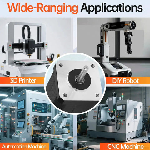 Three Pack Nema 17 Stepper Motors For DIY 3D Printers And CNC Machines YEJMKJ shown in automation, CNC, and robot.