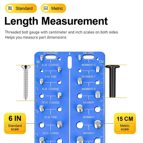 30 In 1 Nut And Bolt Thread Checker All In One Standard And Metric Thread Gauge Tool With 15 SAE And 15 Metric Sizes